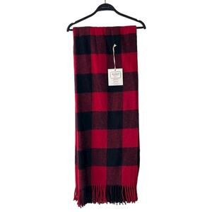 NIDO Notte Italia Red & Black Plaid Oversized Throw w/ Fringes - 51" X 67"